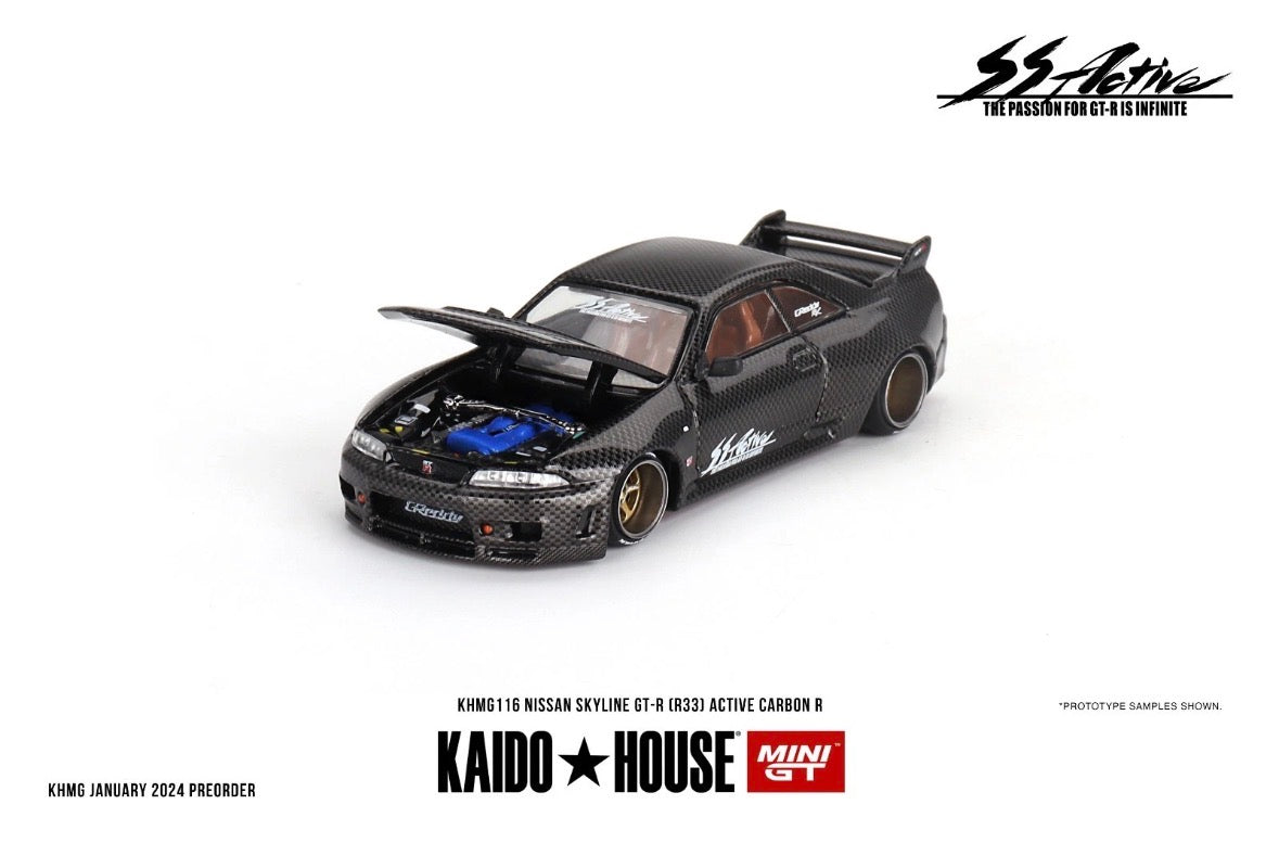 KAIDO HOUSE MINI GT 116 NISSAN SKYLINE GT-R (R33) ACTIVE CARBON R SEALED KHMG116