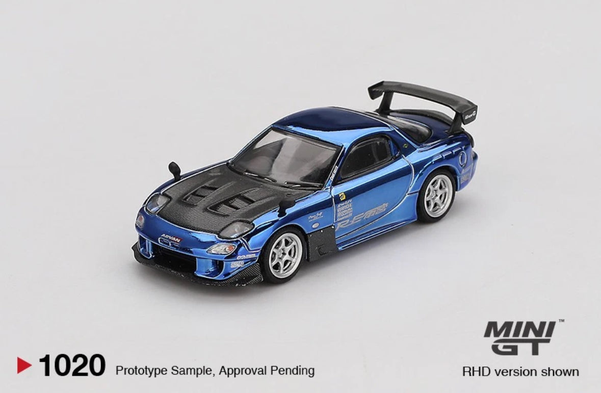 MINI GT MDX MAZDA RX-7 RE-AMEMIYA CHROME BLUE MALAYSIA DIECAST EXPO 2025