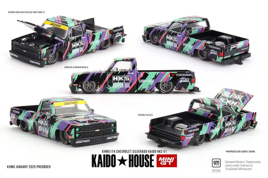 Mini GT 1:64 Kaido House - Chevrolet Silverado Pick Up HKS V1 - KHMG174