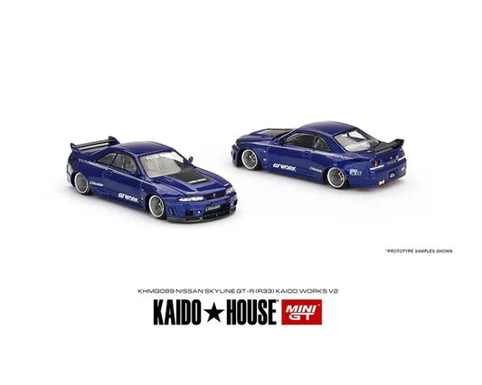 MINI GT KAIDO HOUSE NISSAN SKYLINE GT-R (R33) WORKS V1, BLUE KHMG089