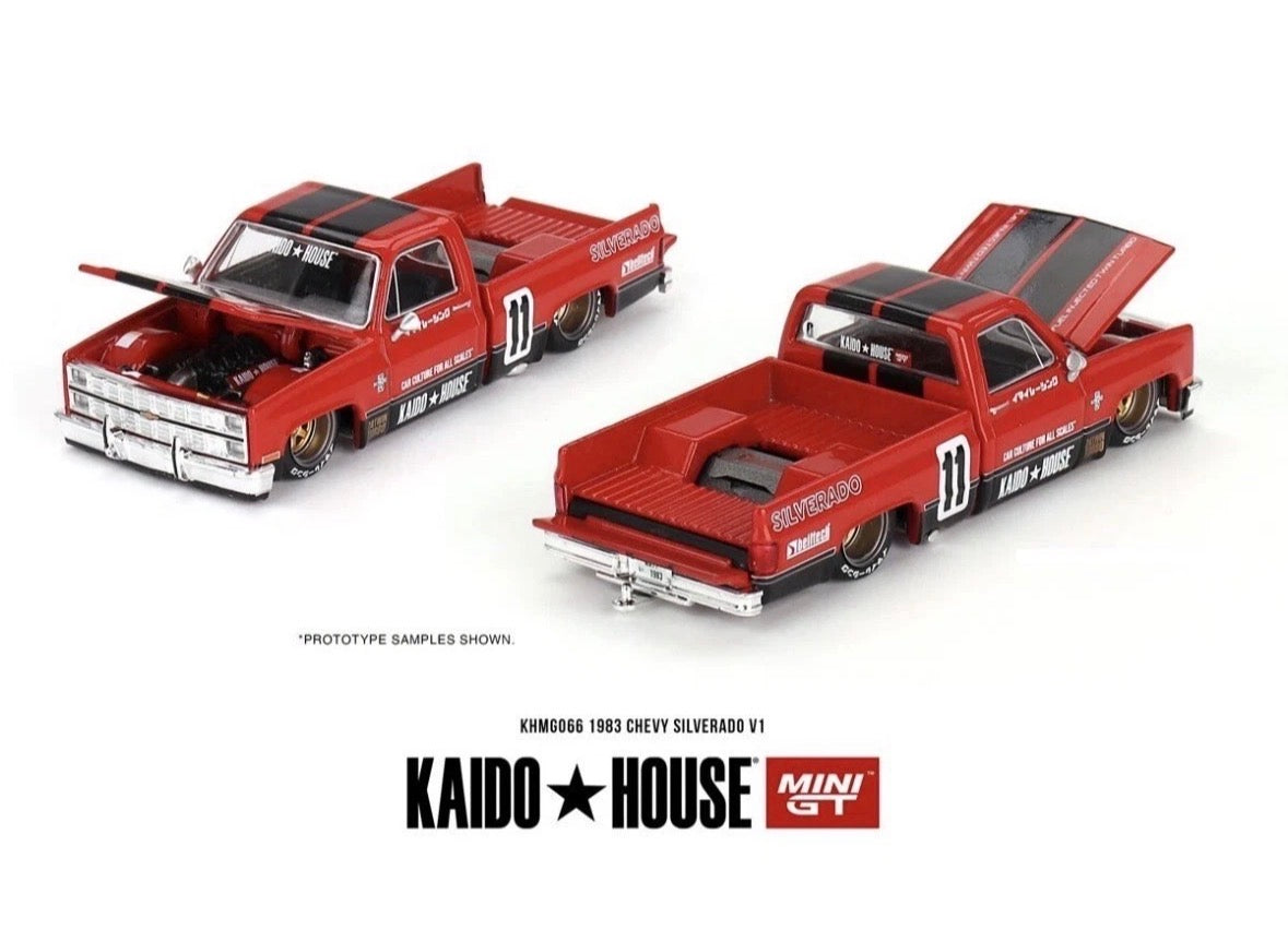 Kaido House Mini GT 1/64 Chevrolet Silverado Pick Up KAIDO V1 Red KHMG066