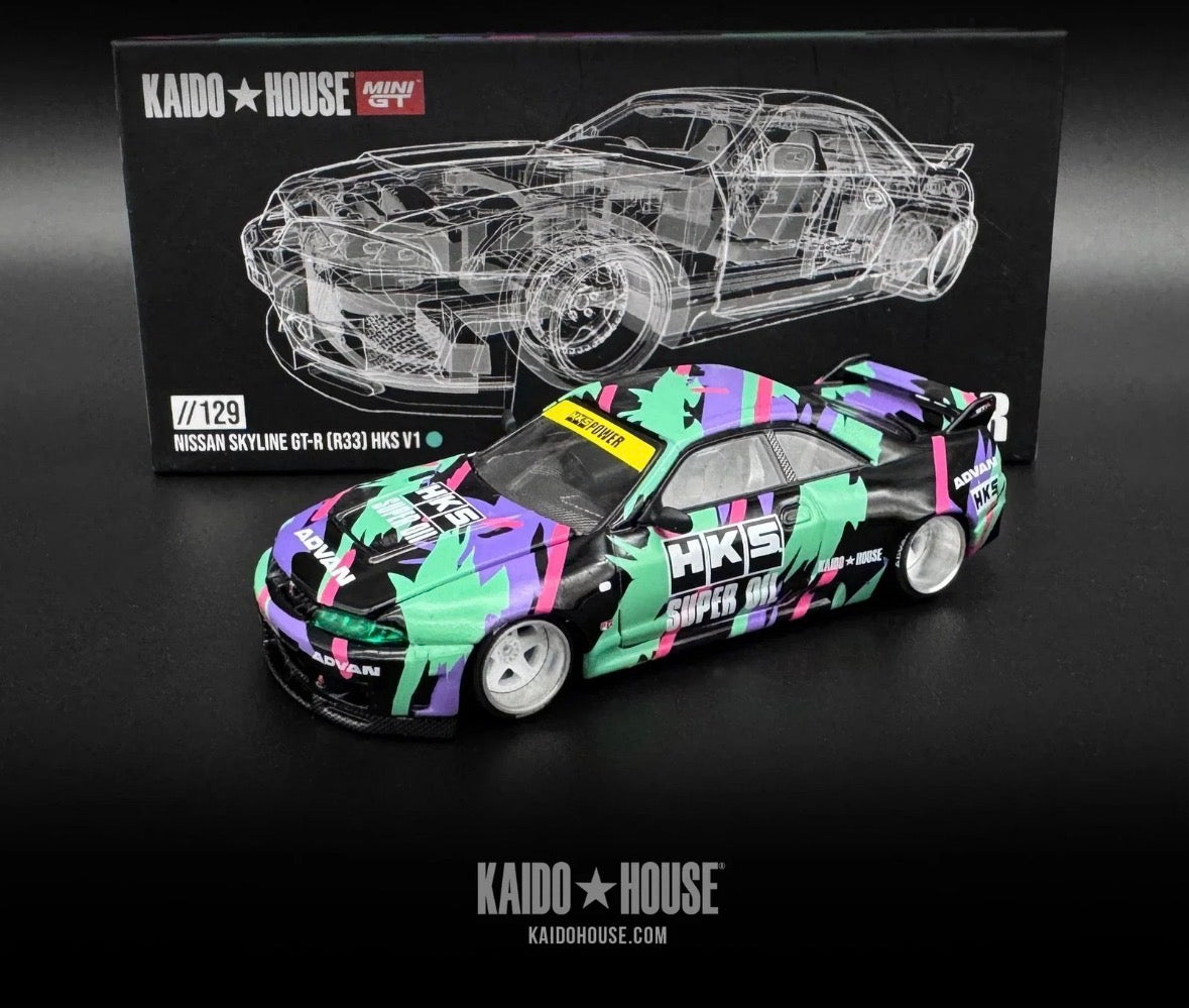 Kaido House Mini GT 1:64 Nissan Skyline GT-R R33 HKS V1 KHMG129