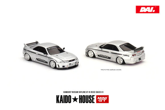 MINI GT KAIDO HOUSE NISSAN SKYLINE GT-R (R33) DAI33 V1, SILVER - KHMG097