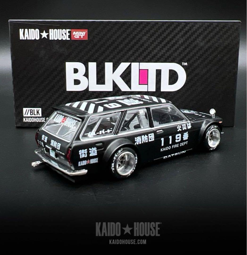 KAIDO HOUSE MINI-GT DATSUN 510 Wagon Fire Black BLKLTD Shizuoka Hobby Show 2023