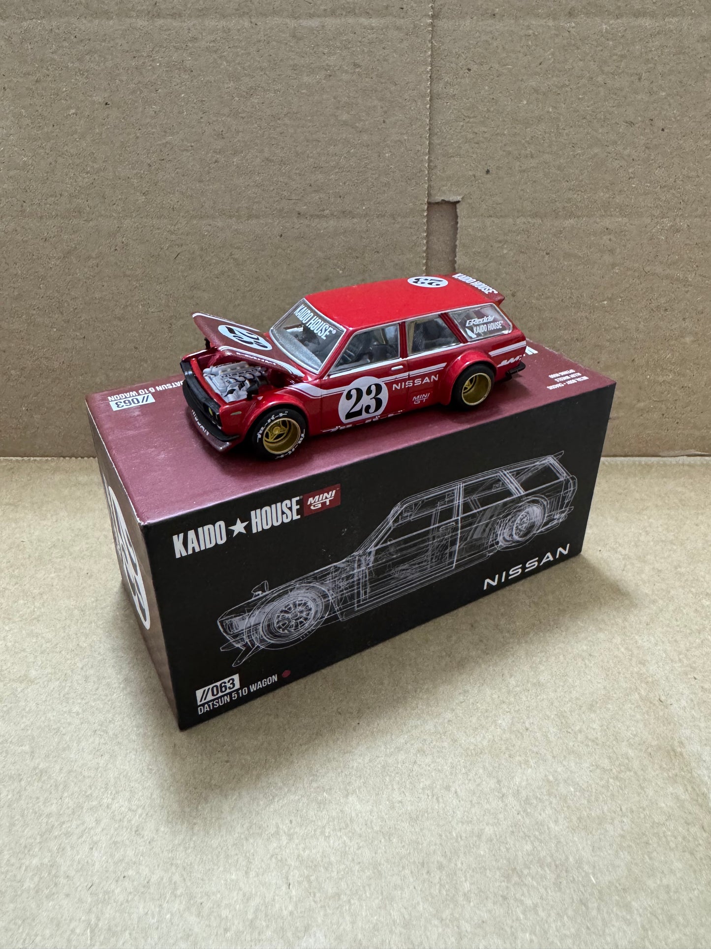 Kaido House x Mini GT #063 Datsun 510 Wagon Red Chase