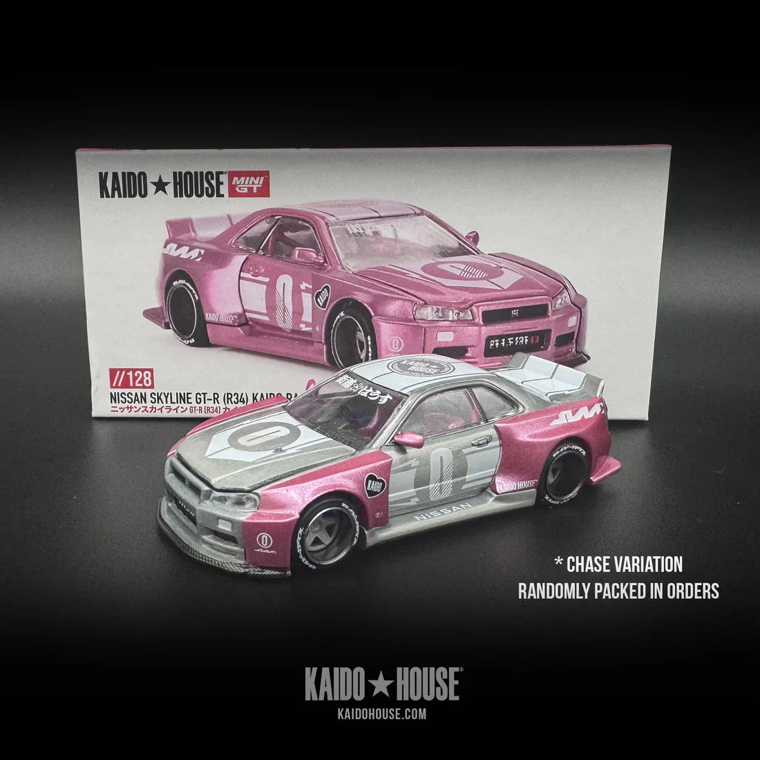 MINI GT KAIDO HOUSE NISSAN SKYLINE GT-R (R34) KAIDO RACING FACTORY V1 - KHMG128 (CHASE)