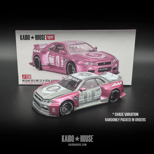 MINI GT KAIDO HOUSE NISSAN SKYLINE GT-R (R34) KAIDO RACING FACTORY V1 - KHMG128 (CHASE)