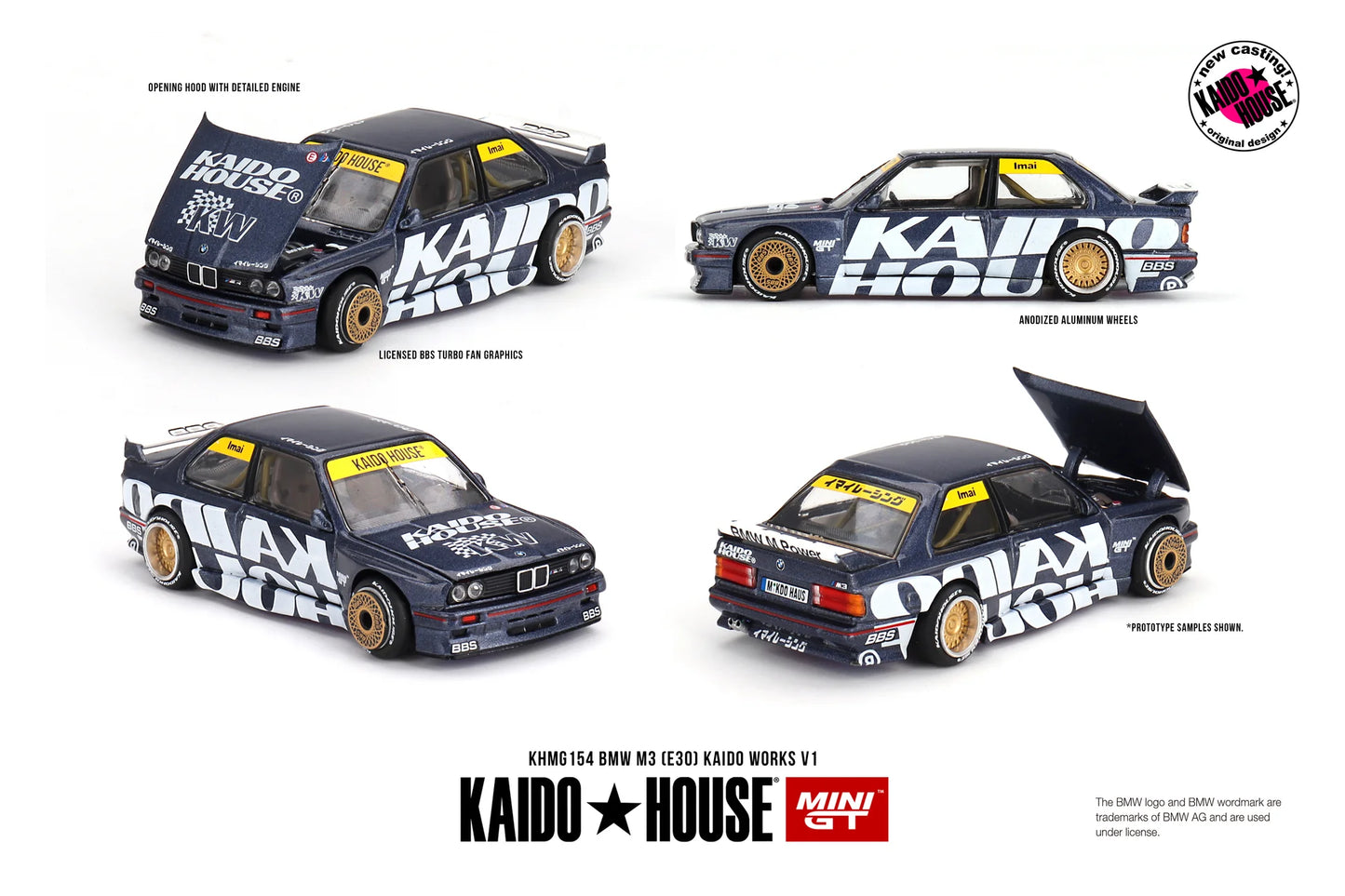 Kaido House x Mini GT 1:64 BMW M3 (E30) Kaido Works V1 Blue - KHMG154