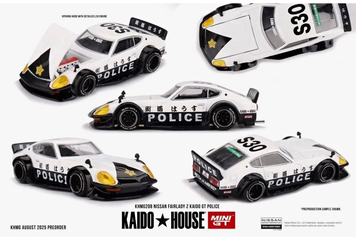 Kaido House x Mini GT 1:64 1970 Nissan Fairlady Z Kaido GT Police KHMG208