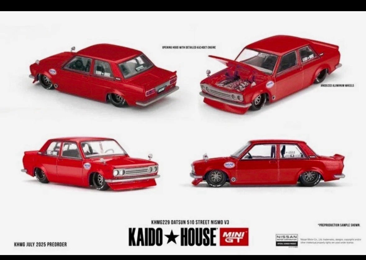 Kaido House x Mini GT 1:64 Datsun 510 Street Nismo V3, Red - KHMG229